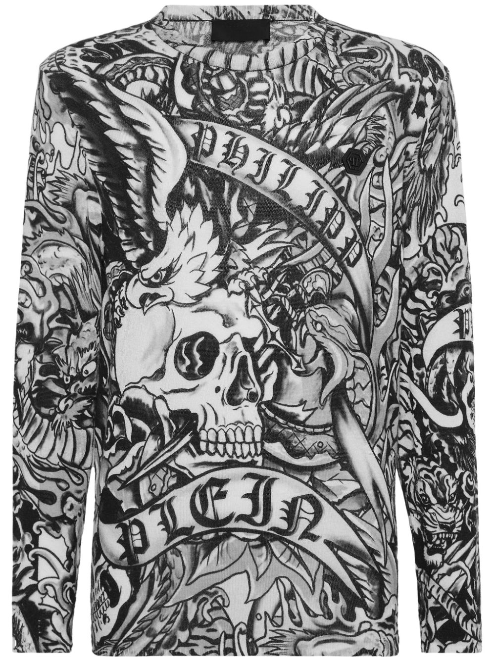 Philipp Plein tattoo-print cashmere sweatshirt - Black von Philipp Plein