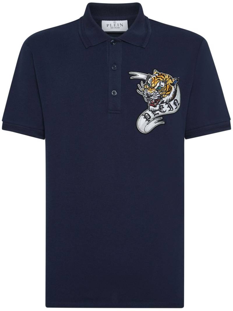 Philipp Plein tattoo-print cotton polo shirt - Blue von Philipp Plein