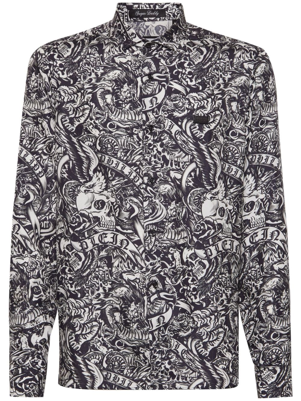 Philipp Plein tattoo-print silk shirt - Black von Philipp Plein