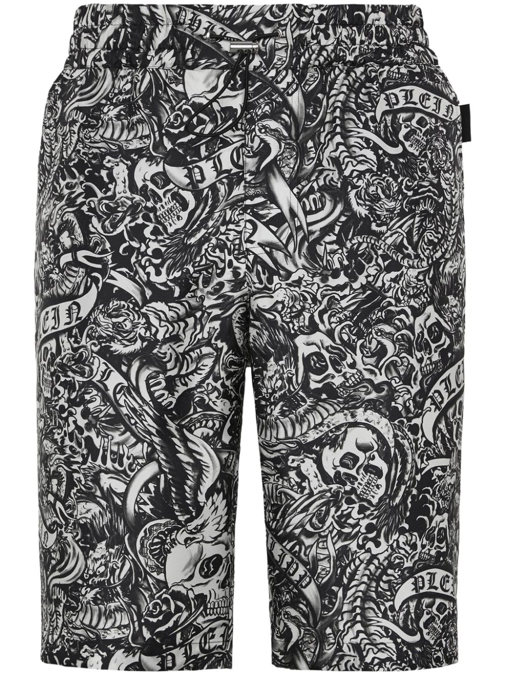 Philipp Plein tattoo-print silk shorts - Black von Philipp Plein