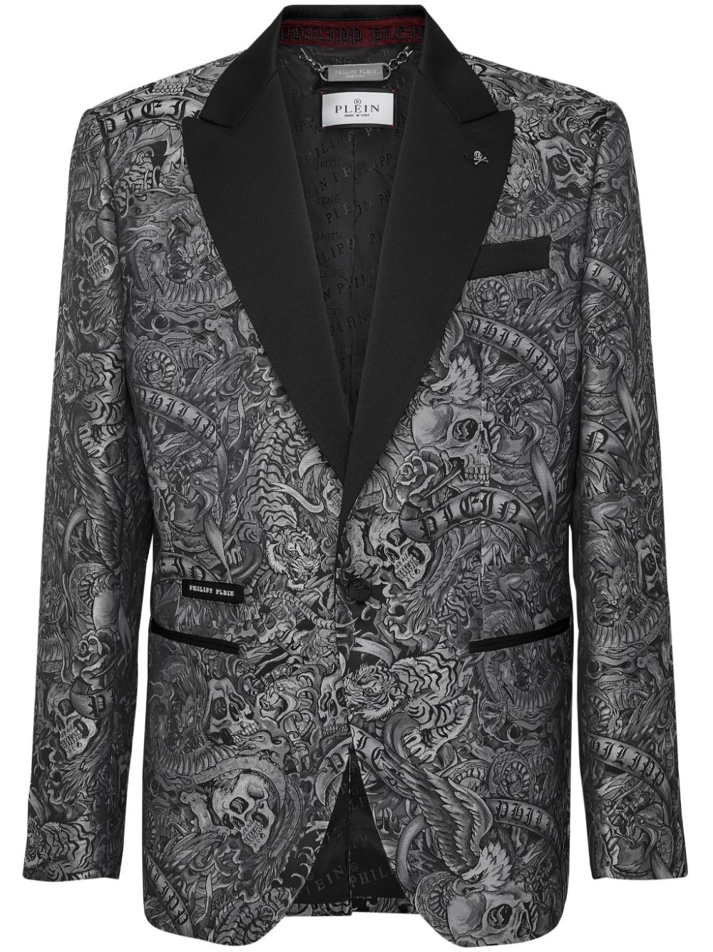 Philipp Plein tattoo-print twill blazer - Black von Philipp Plein