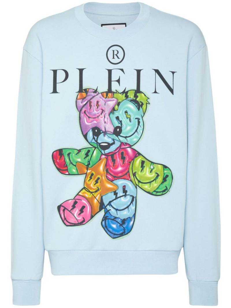 Philipp Plein teddy bear-print cotton sweatshirt - Blue von Philipp Plein