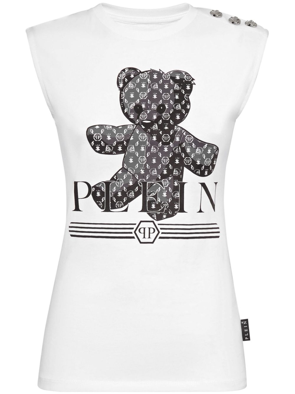 Philipp Plein teddy bear-print cotton tank top - White von Philipp Plein