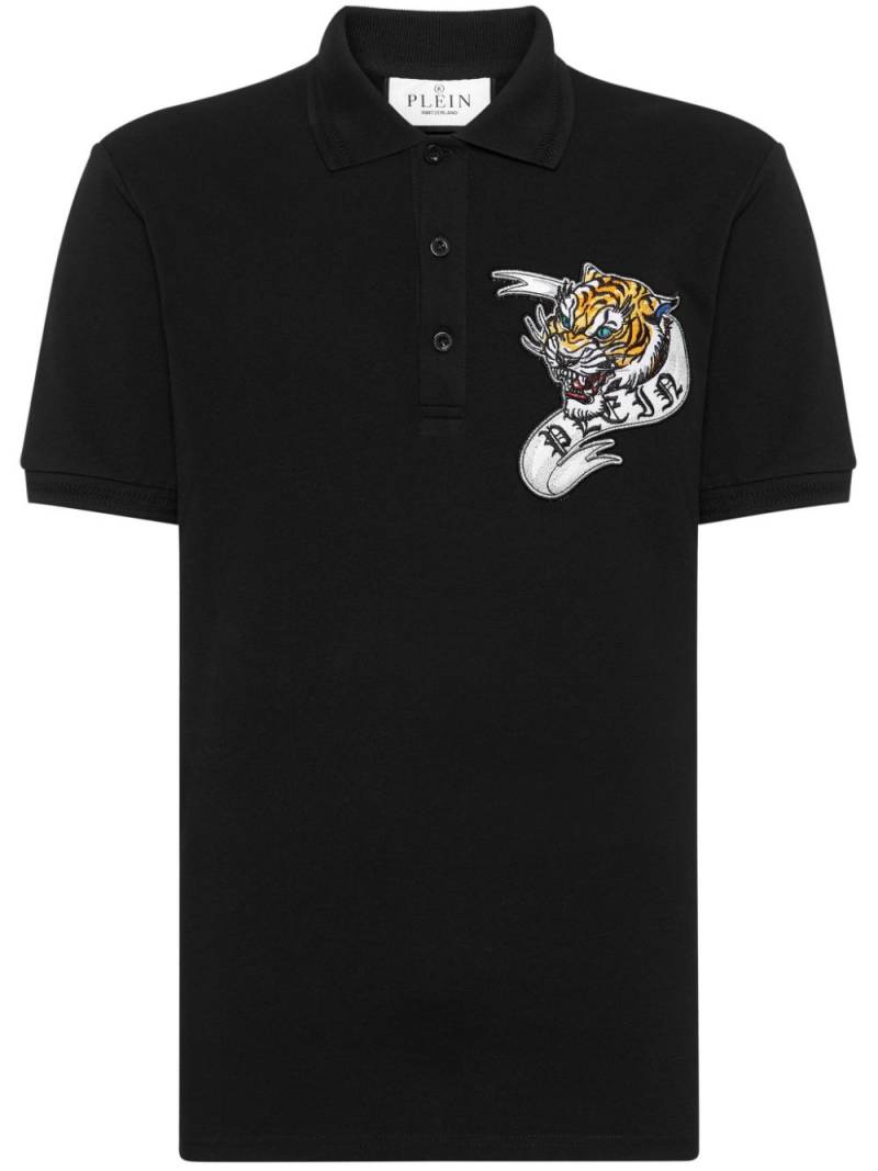 Philipp Plein tiger-appliqué cotton polo shirt - Black von Philipp Plein