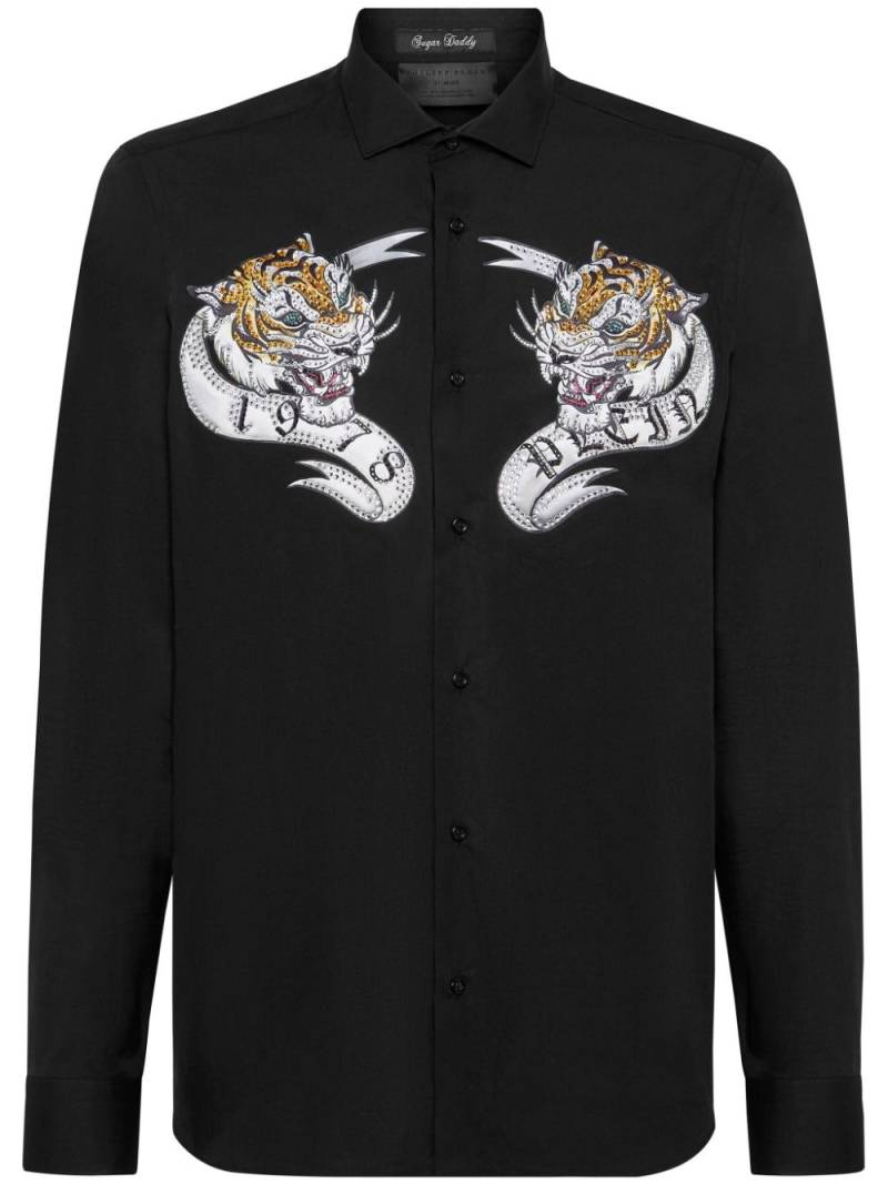 Philipp Plein tiger-print crystal-embellished shirt - Black von Philipp Plein