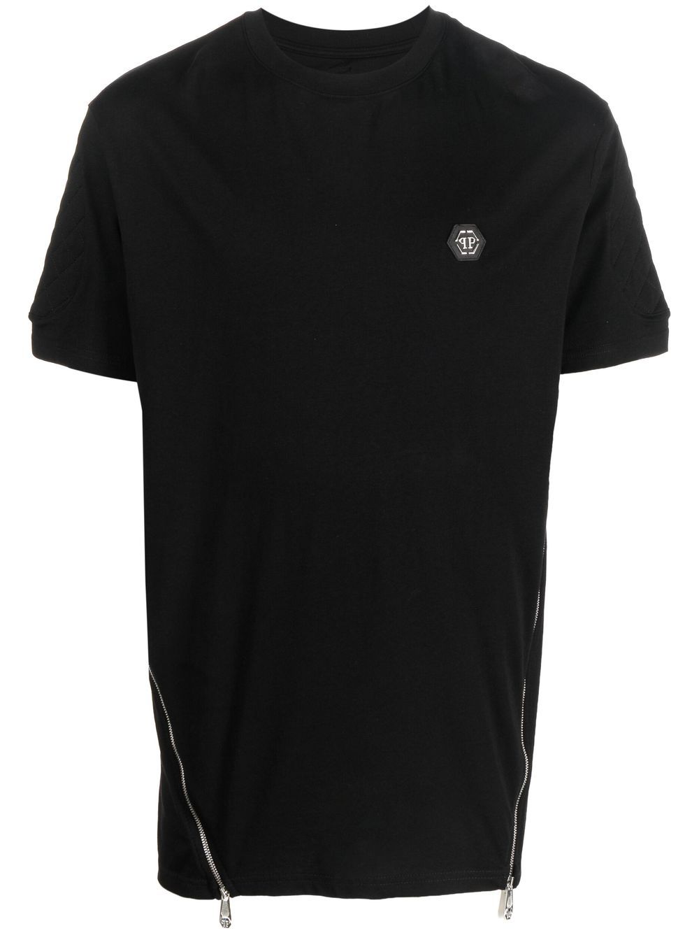 Philipp Plein zippered logo-patch T-shirt - Black von Philipp Plein