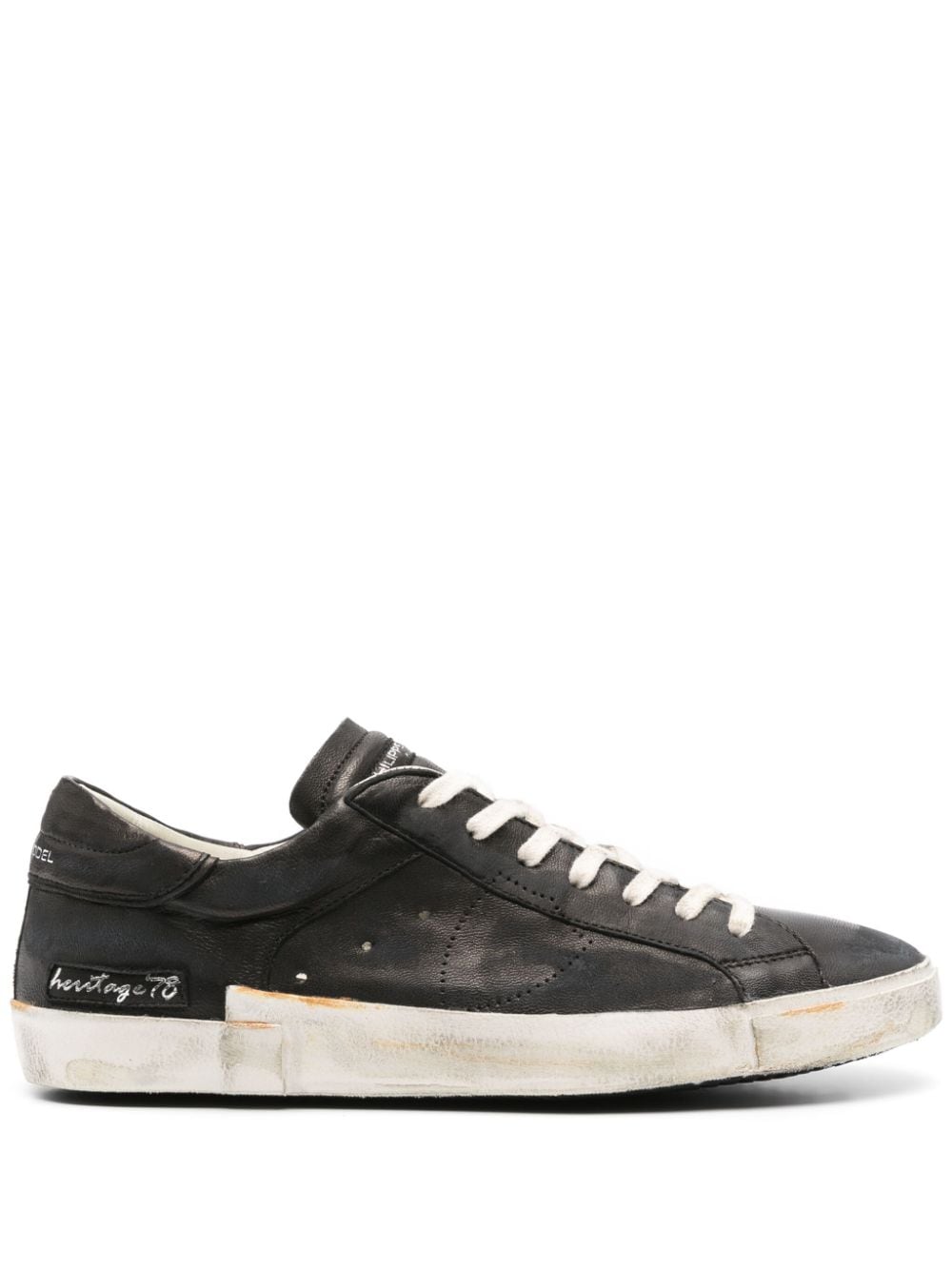 Philippe Model Paris Prsx distressed leather sneakers - Black von Philippe Model Paris