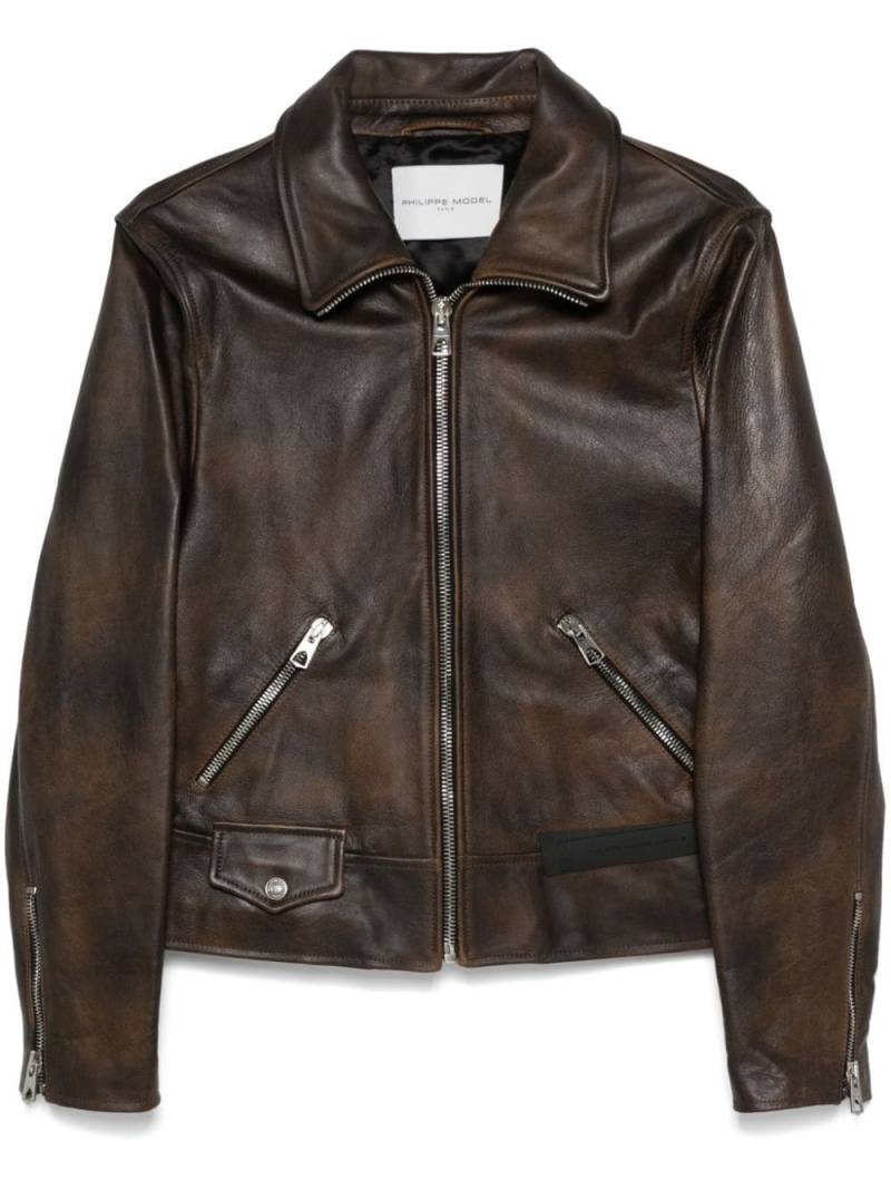 Philippe Model Paris leather jacket - Brown von Philippe Model Paris