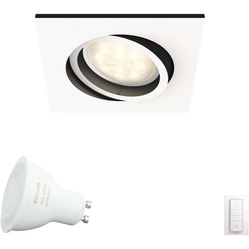 Philips Hue Philips HUE LED Einbauspot eckig Milliskin 5042131P7, 250lm, weiss, inkl. Dimmschalter von Philips Hue