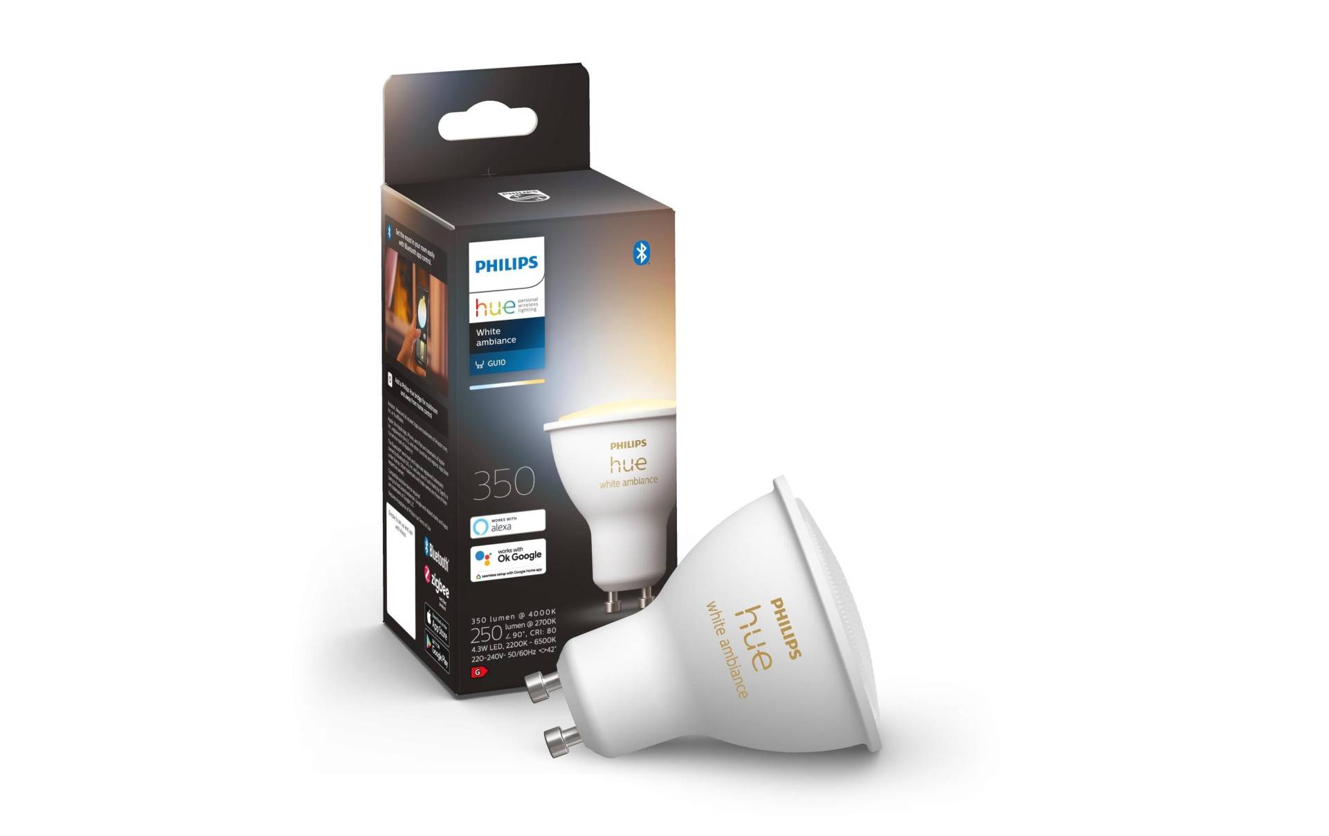 Philips Hue Spezialleuchtmittel »White Ambian«, GU10, Neutralweiss-Tageslichtweiss-Kaltweiss-Warmweiss von Philips Hue