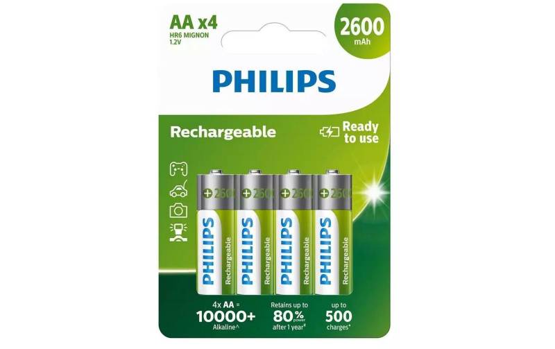 Philips Akku »Akku Rechargeable AA 4 Stück«, 2600 mAh von Philips