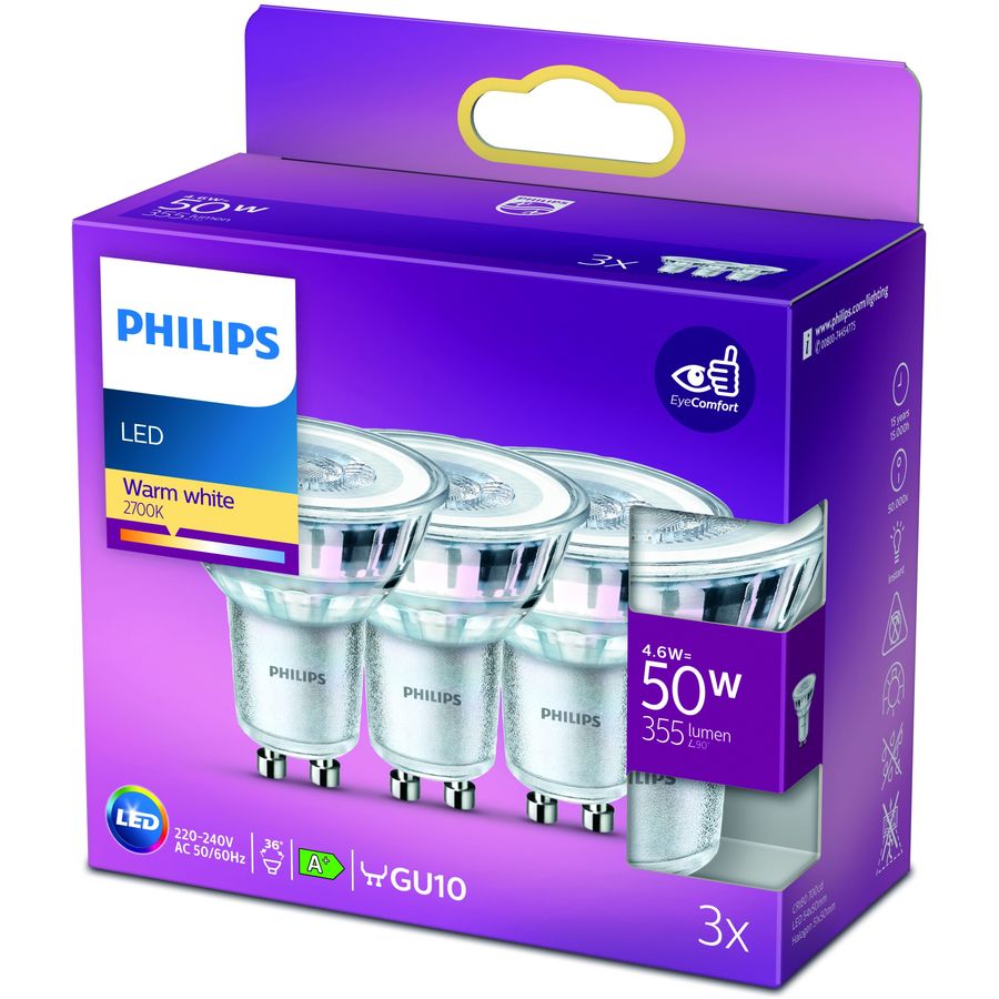 Philips Philips LED Riflettore GU10 Bianco Caldo  4.6 W  3 pezzi von Philips