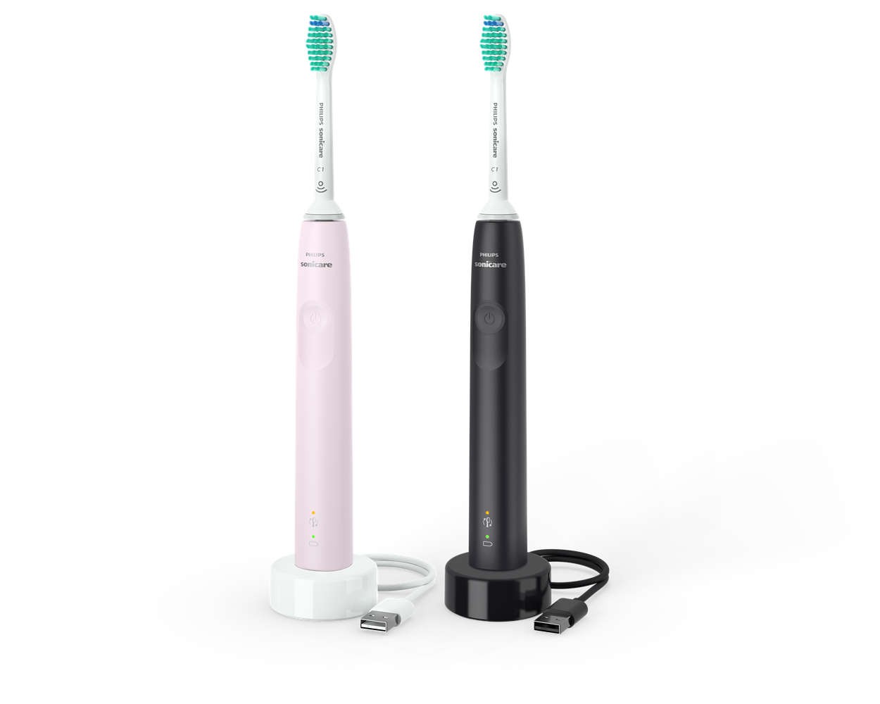 Philips Sonicare - 3100 Series 2x Elektrische Schallzahnbürsten - Schwarz/rosa Hx3675/15 von Philips