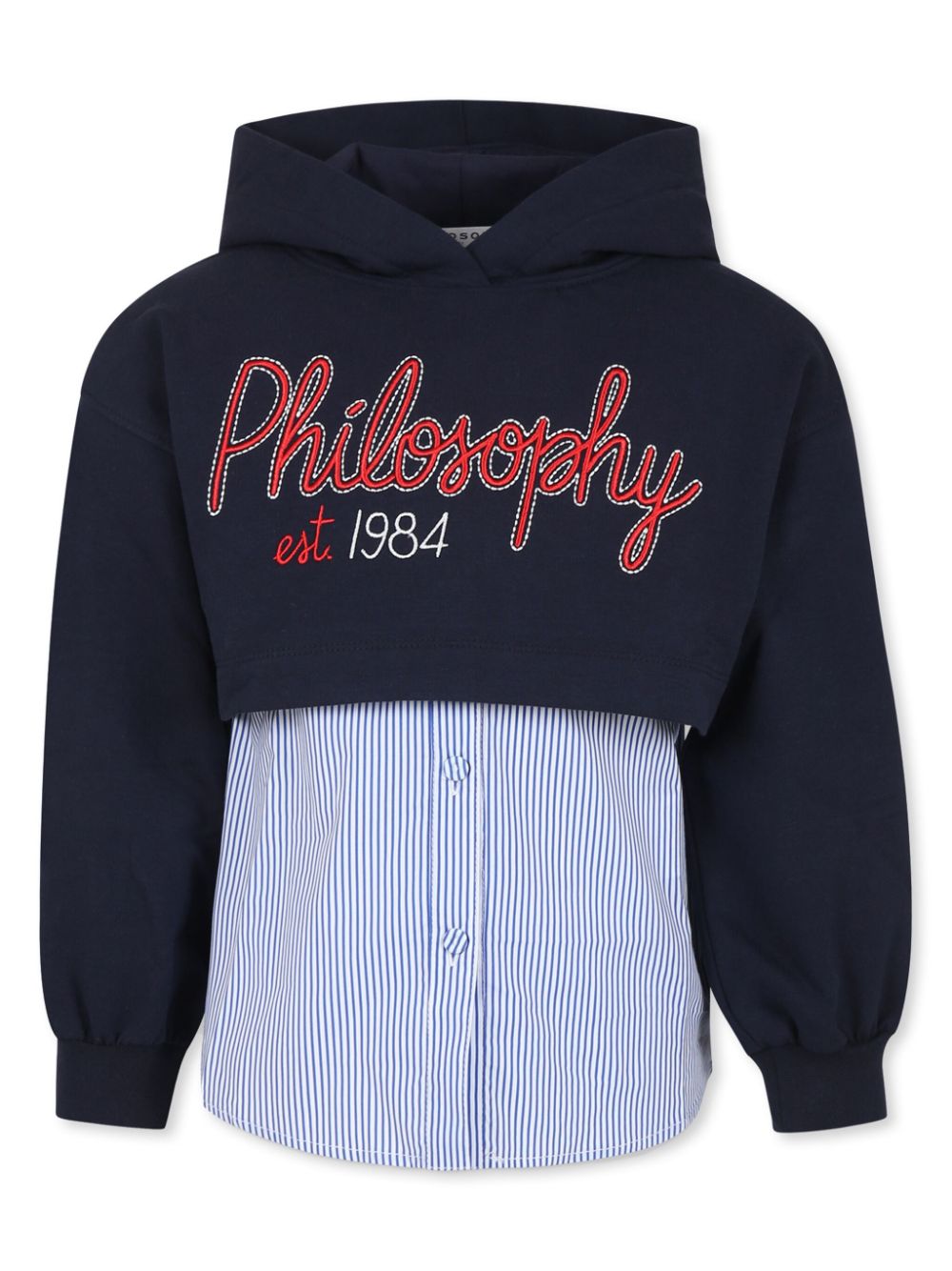 Philosophy Di Lorenzo Serafini Kids buttoned logo-embroidered hoodie - Blue von Philosophy Di Lorenzo Serafini Kids