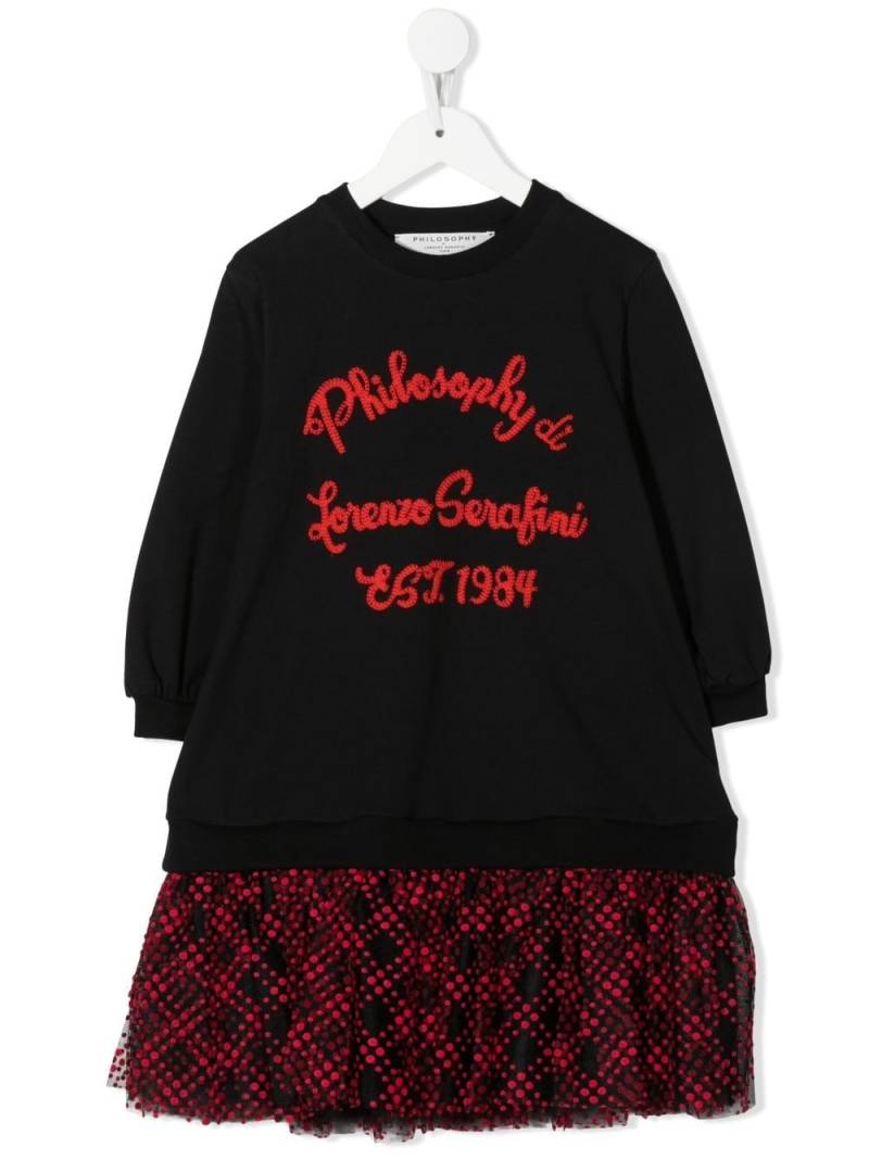 Philosophy Di Lorenzo Serafini Kids embroidered-logo sweatshirt dress - Black von Philosophy Di Lorenzo Serafini Kids