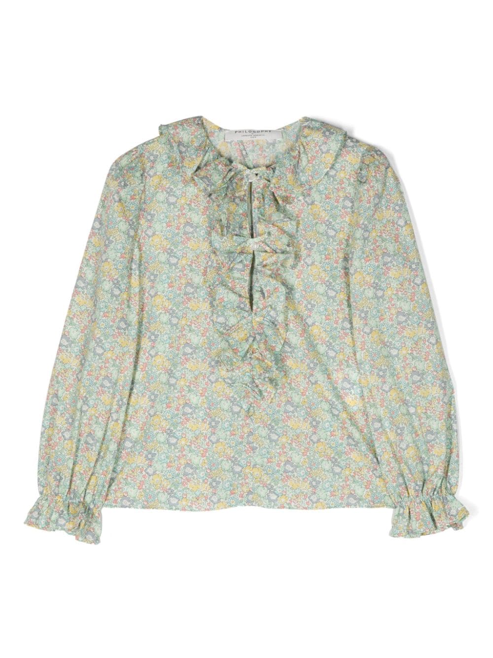 Philosophy Di Lorenzo Serafini Kids floral-pattern cotton blouse - Green von Philosophy Di Lorenzo Serafini Kids