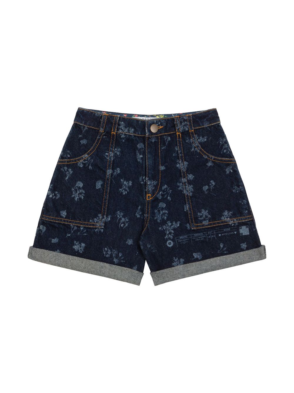 Philosophy Di Lorenzo Serafini Kids floral-print straight-leg denim shorts - Blue von Philosophy Di Lorenzo Serafini Kids