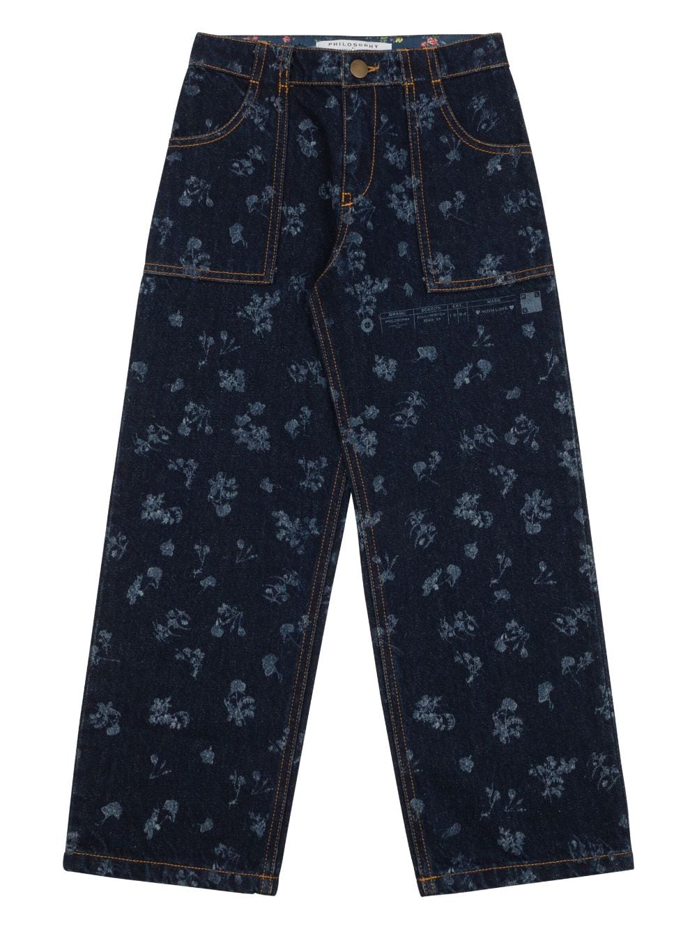 Philosophy Di Lorenzo Serafini Kids floral-print straight-leg jeans - Blue von Philosophy Di Lorenzo Serafini Kids