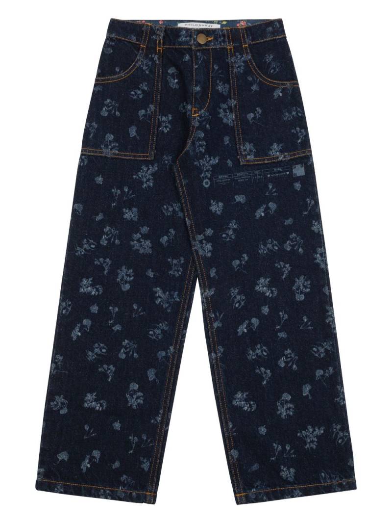 Philosophy Di Lorenzo Serafini Kids floral-print straight-leg jeans - Blue von Philosophy Di Lorenzo Serafini Kids