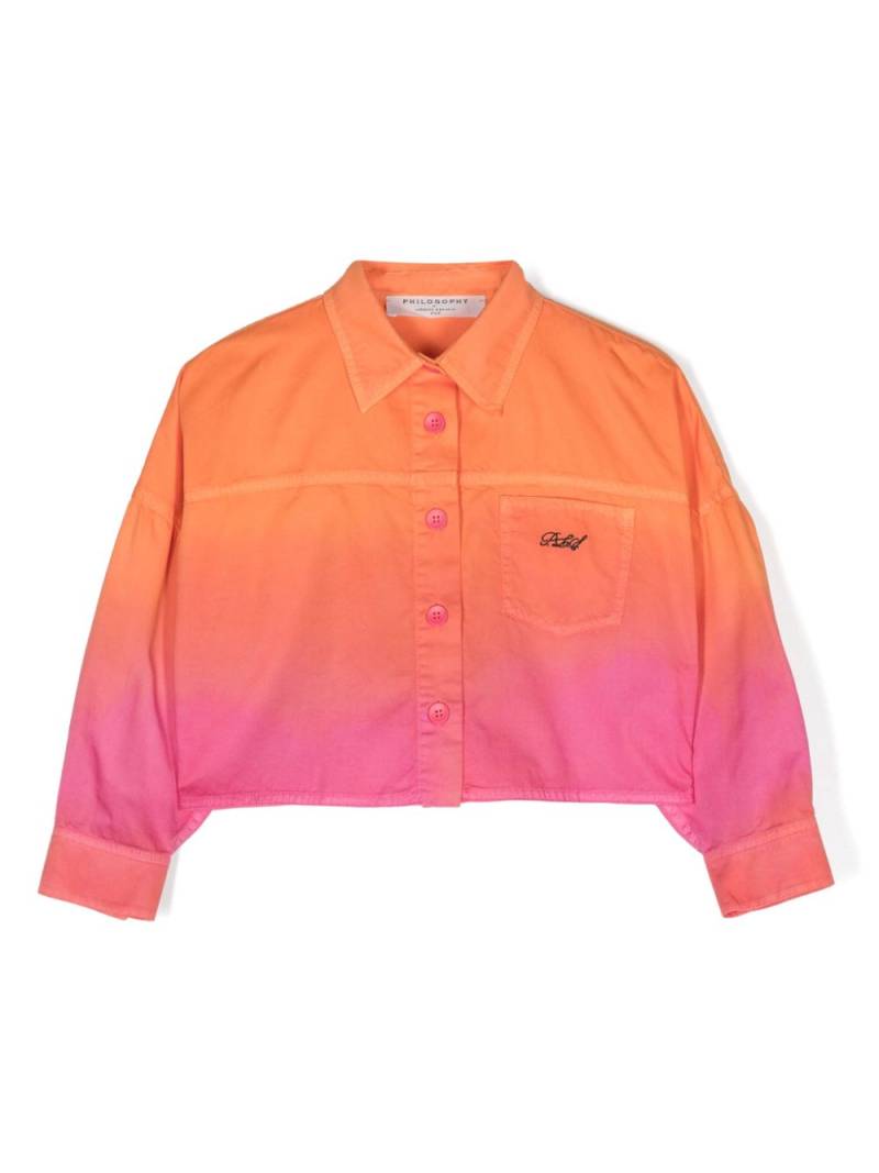 Philosophy Di Lorenzo Serafini Kids gradient-effect cropped shirt - Orange von Philosophy Di Lorenzo Serafini Kids