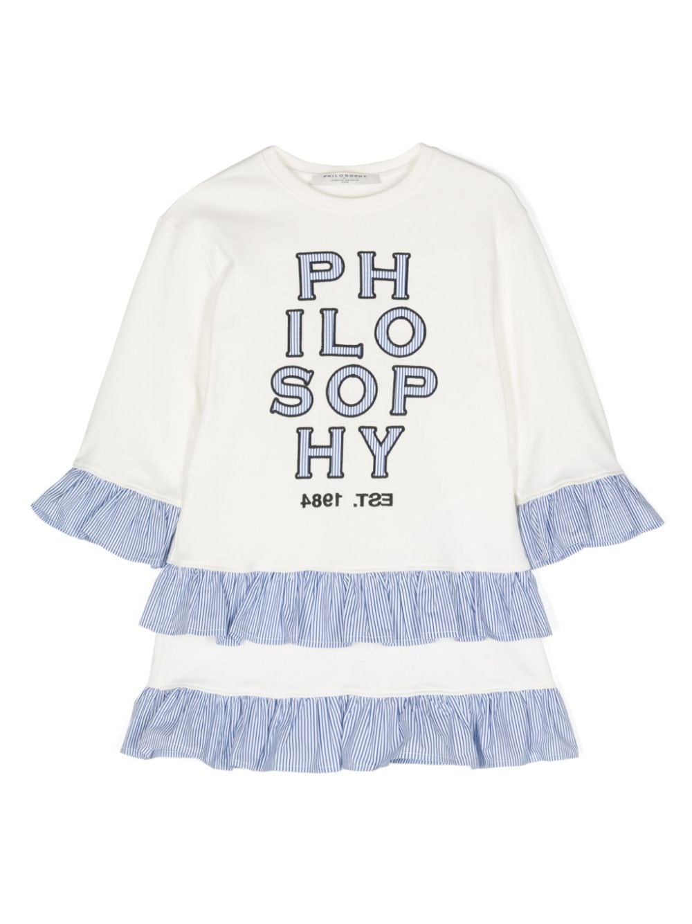 Philosophy Di Lorenzo Serafini Kids logo-embroidered cotton dress - Neutrals von Philosophy Di Lorenzo Serafini Kids