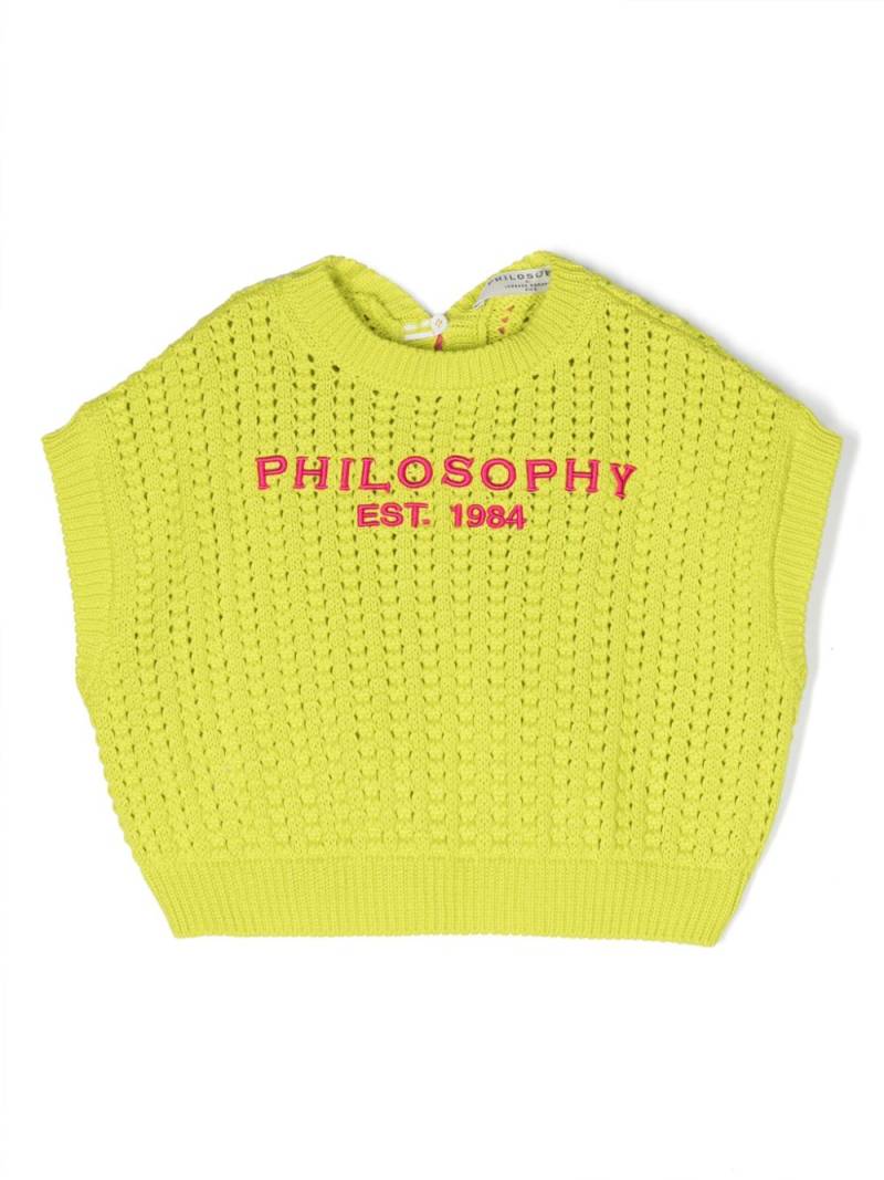 Philosophy Di Lorenzo Serafini Kids logo-embroidered cotton jumper - Green von Philosophy Di Lorenzo Serafini Kids