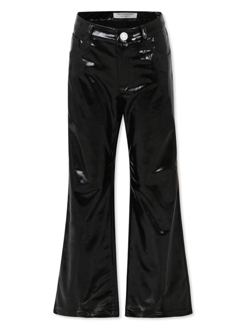 Philosophy Di Lorenzo Serafini Kids logo-embroidered flared trousers - Black von Philosophy Di Lorenzo Serafini Kids