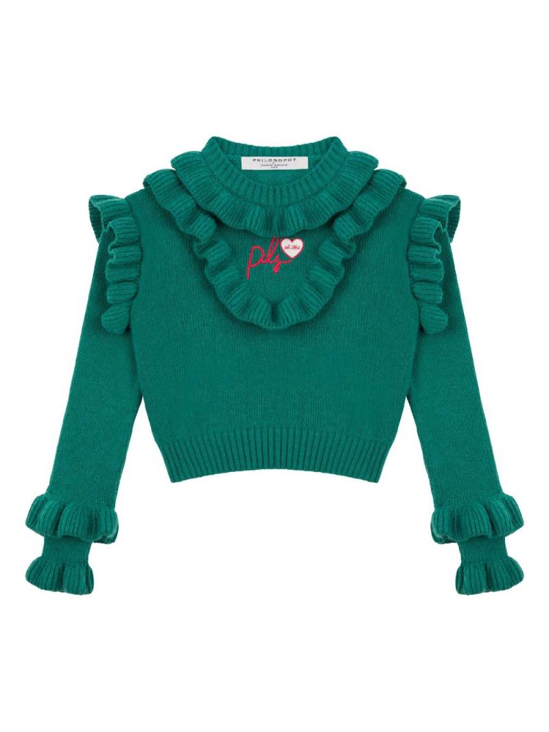 Philosophy Di Lorenzo Serafini Kids logo-embroidered knit top - Green von Philosophy Di Lorenzo Serafini Kids