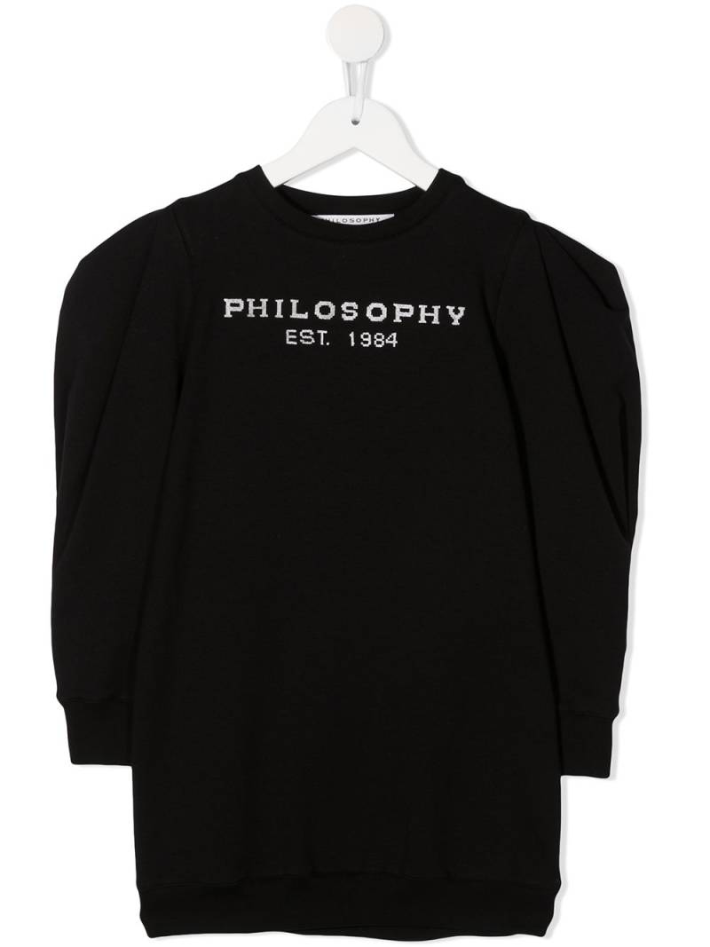 Philosophy Di Lorenzo Serafini Kids logo embroidered puff sleeves sweatshirt - Black von Philosophy Di Lorenzo Serafini Kids