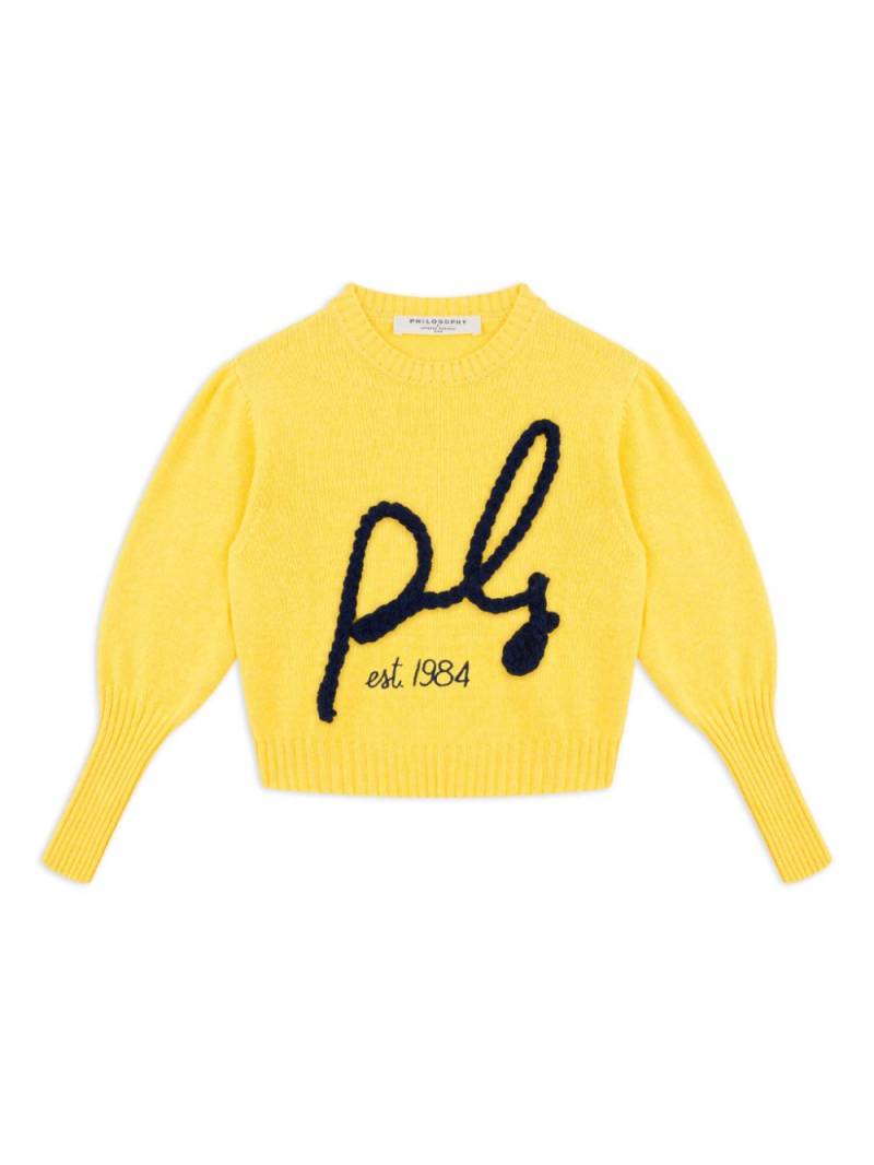 Philosophy Di Lorenzo Serafini Kids logo-embroidered sweatshirt - Yellow von Philosophy Di Lorenzo Serafini Kids