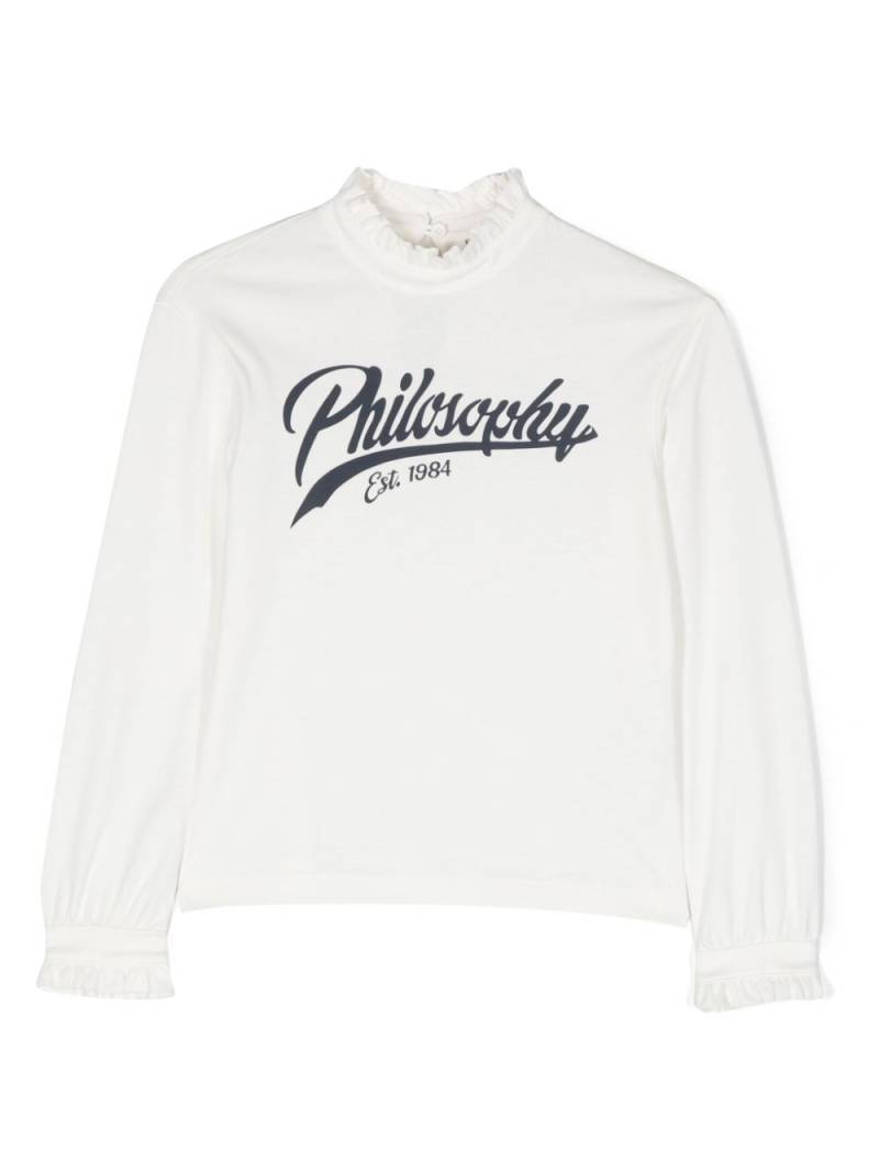 Philosophy Di Lorenzo Serafini Kids logo-print cotton sweatshirt - White von Philosophy Di Lorenzo Serafini Kids