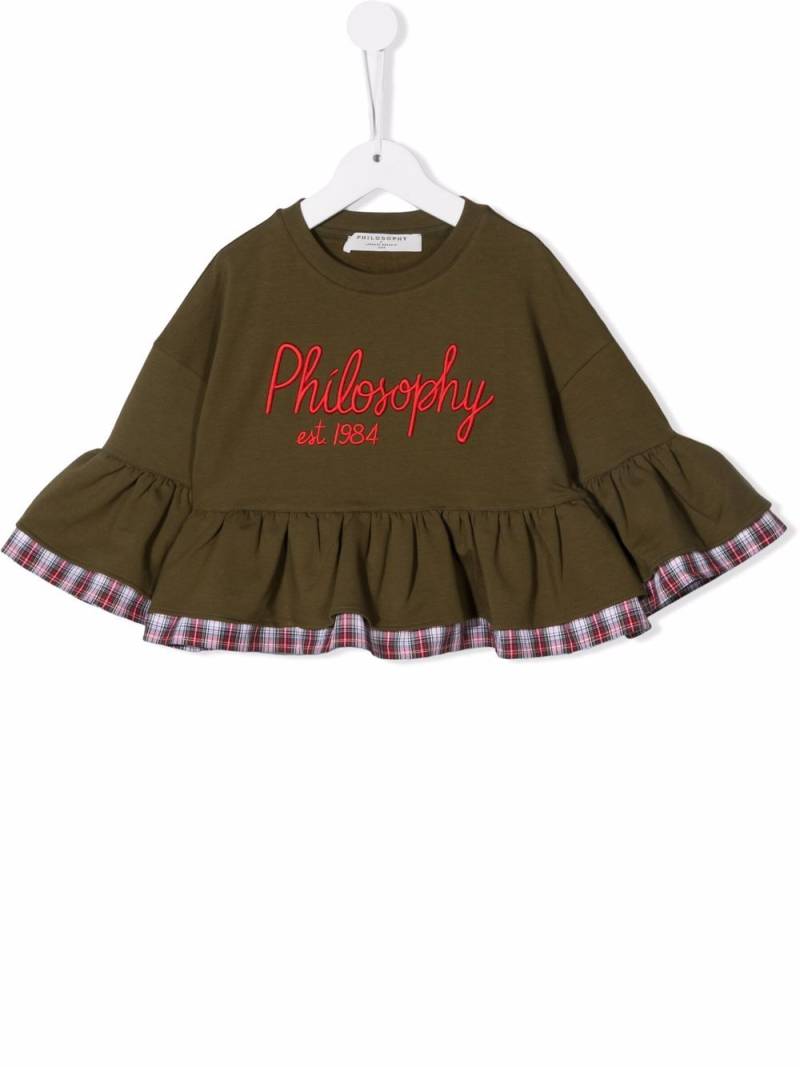 Philosophy Di Lorenzo Serafini Kids logo-print flared top - Green von Philosophy Di Lorenzo Serafini Kids