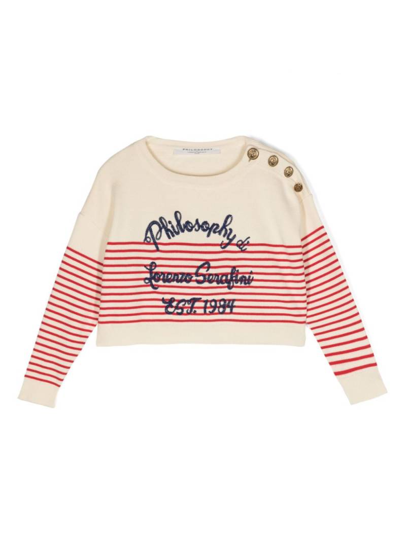 Philosophy Di Lorenzo Serafini Kids striped cotton jumper - Neutrals von Philosophy Di Lorenzo Serafini Kids