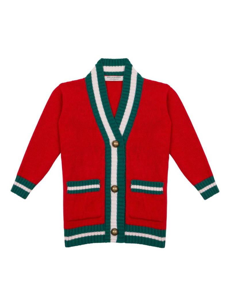 Philosophy Di Lorenzo Serafini Kids v-neck cardigan - Red von Philosophy Di Lorenzo Serafini Kids