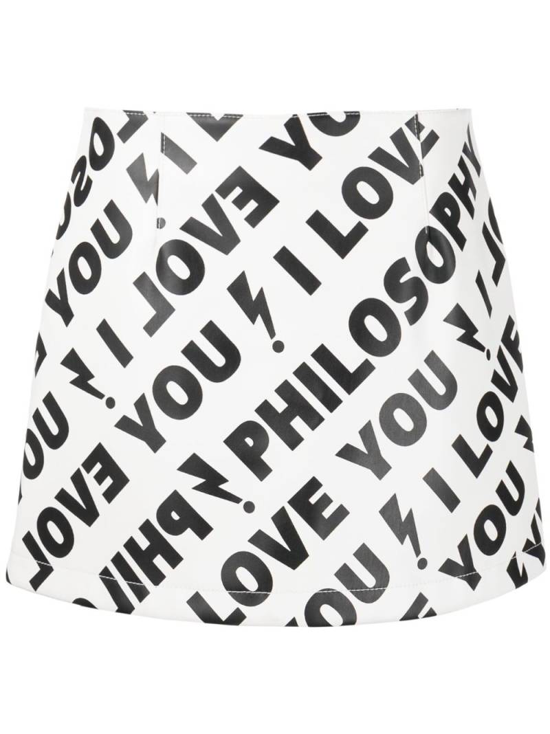 Philosophy Di Lorenzo Serafini I Love You Philosophy-print miniskirt - White von Philosophy Di Lorenzo Serafini