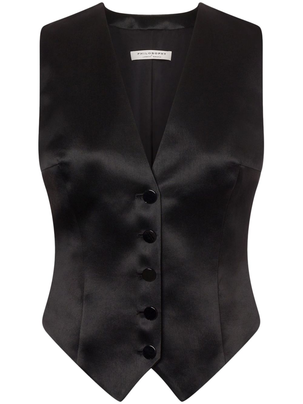 Philosophy Di Lorenzo Serafini V-neck satin waistcoat - Black von Philosophy Di Lorenzo Serafini