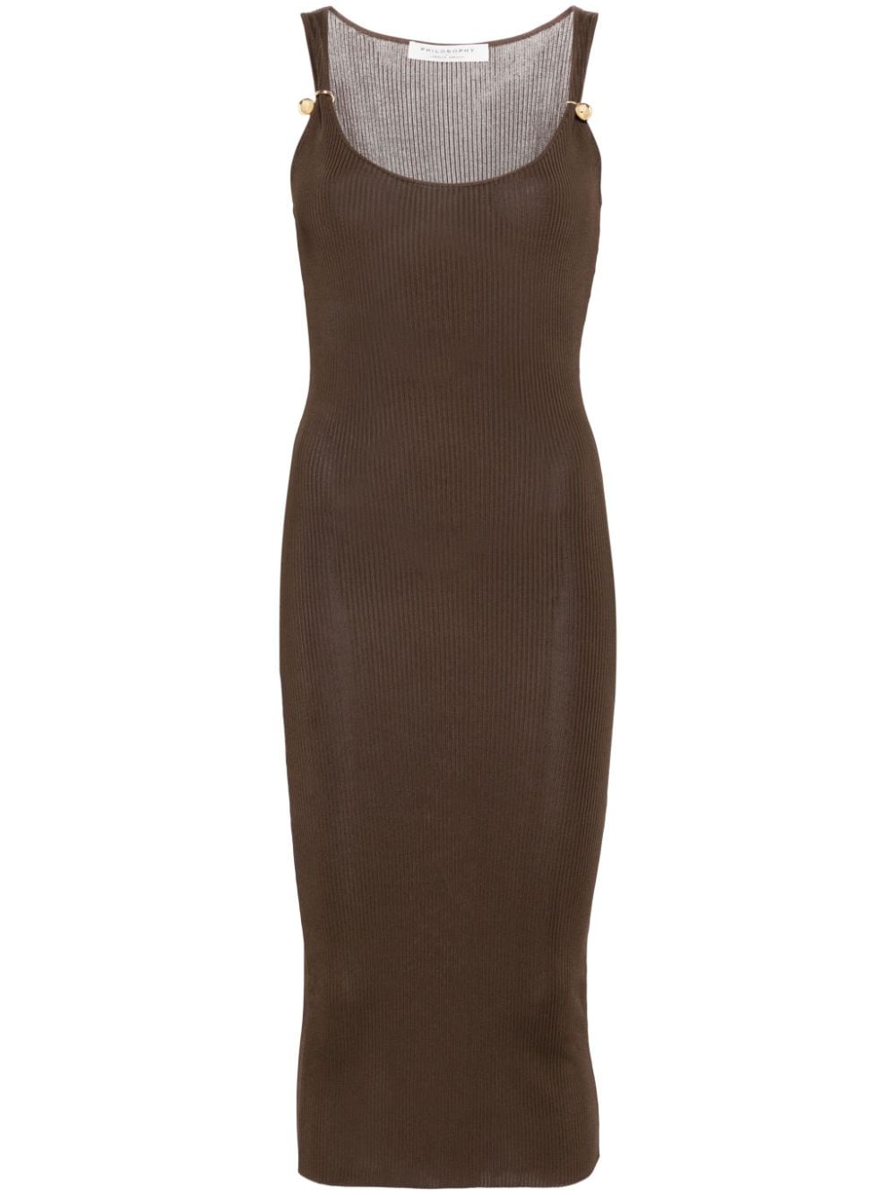 Philosophy Di Lorenzo Serafini ball-pendant ribbed maxi dress - Brown von Philosophy Di Lorenzo Serafini