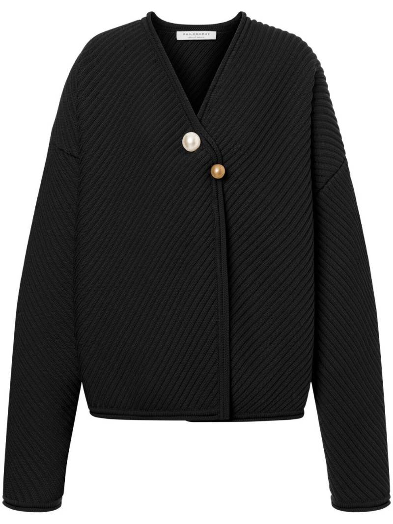 Philosophy Di Lorenzo Serafini brooch-detail ribbed-knit jacket - Black von Philosophy Di Lorenzo Serafini