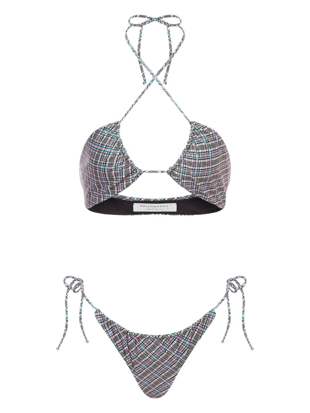 Philosophy Di Lorenzo Serafini checked halterneck bikini set - Pink von Philosophy Di Lorenzo Serafini