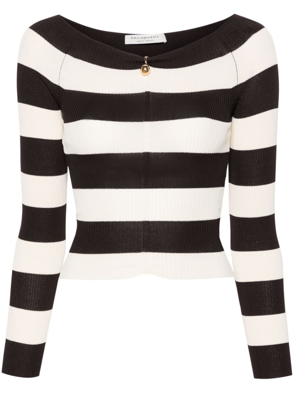 Philosophy Di Lorenzo Serafini detachable-charm striped jumper - Brown von Philosophy Di Lorenzo Serafini