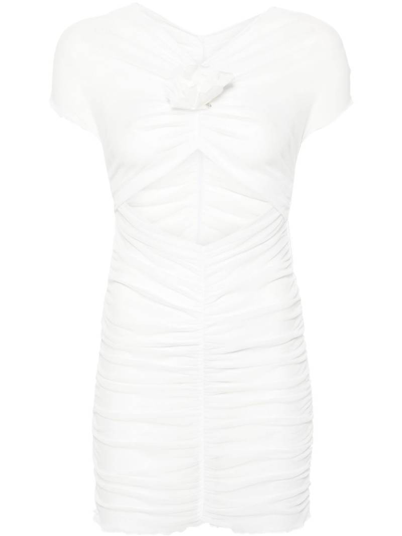 Philosophy Di Lorenzo Serafini floral-appliqué ruched mini dress - White von Philosophy Di Lorenzo Serafini