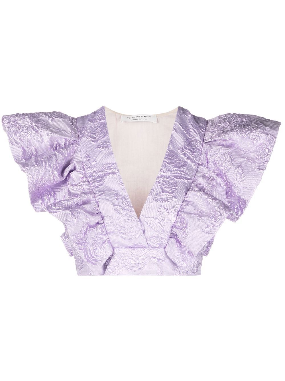 Philosophy Di Lorenzo Serafini floral-jacquard ruffled crop top - Purple von Philosophy Di Lorenzo Serafini