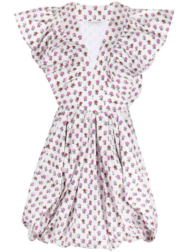 Philosophy Di Lorenzo Serafini floral-print puffball short dress - White von Philosophy Di Lorenzo Serafini