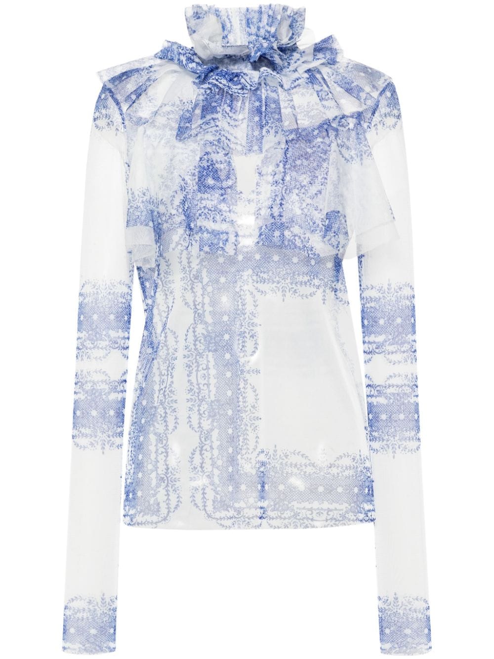 Philosophy Di Lorenzo Serafini floral-print tulle blouse - Blue von Philosophy Di Lorenzo Serafini