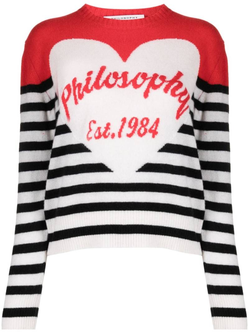 Philosophy Di Lorenzo Serafini intarsia-logo striped sweatshirt - White von Philosophy Di Lorenzo Serafini