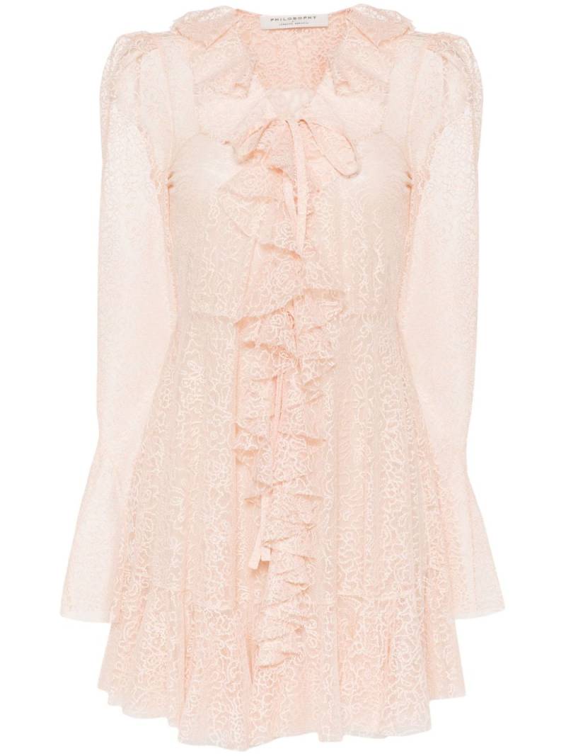 Philosophy Di Lorenzo Serafini lace V-neck flared dress - Orange von Philosophy Di Lorenzo Serafini