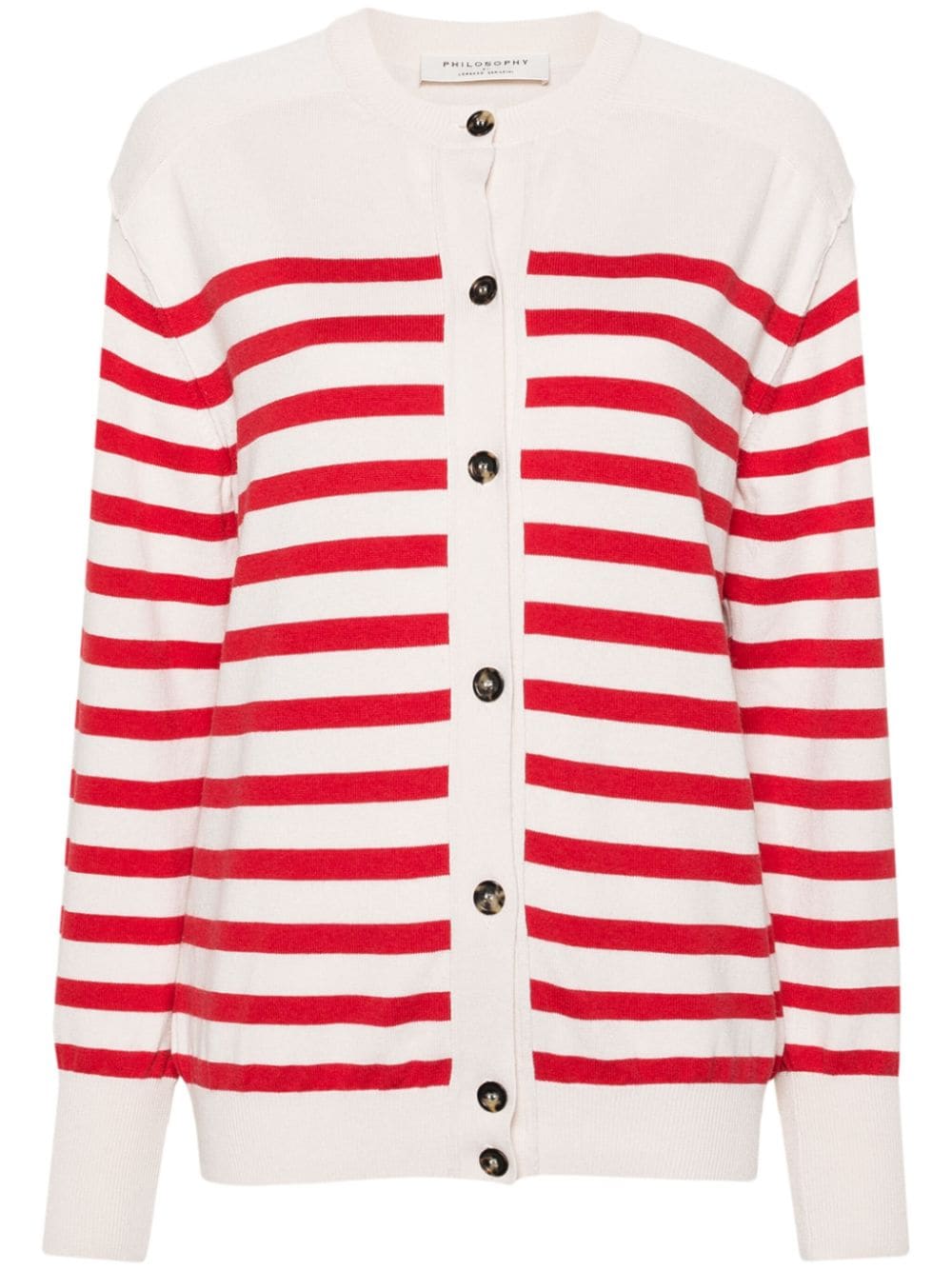 Philosophy Di Lorenzo Serafini logo-embroidered striped cardigan - Neutrals von Philosophy Di Lorenzo Serafini