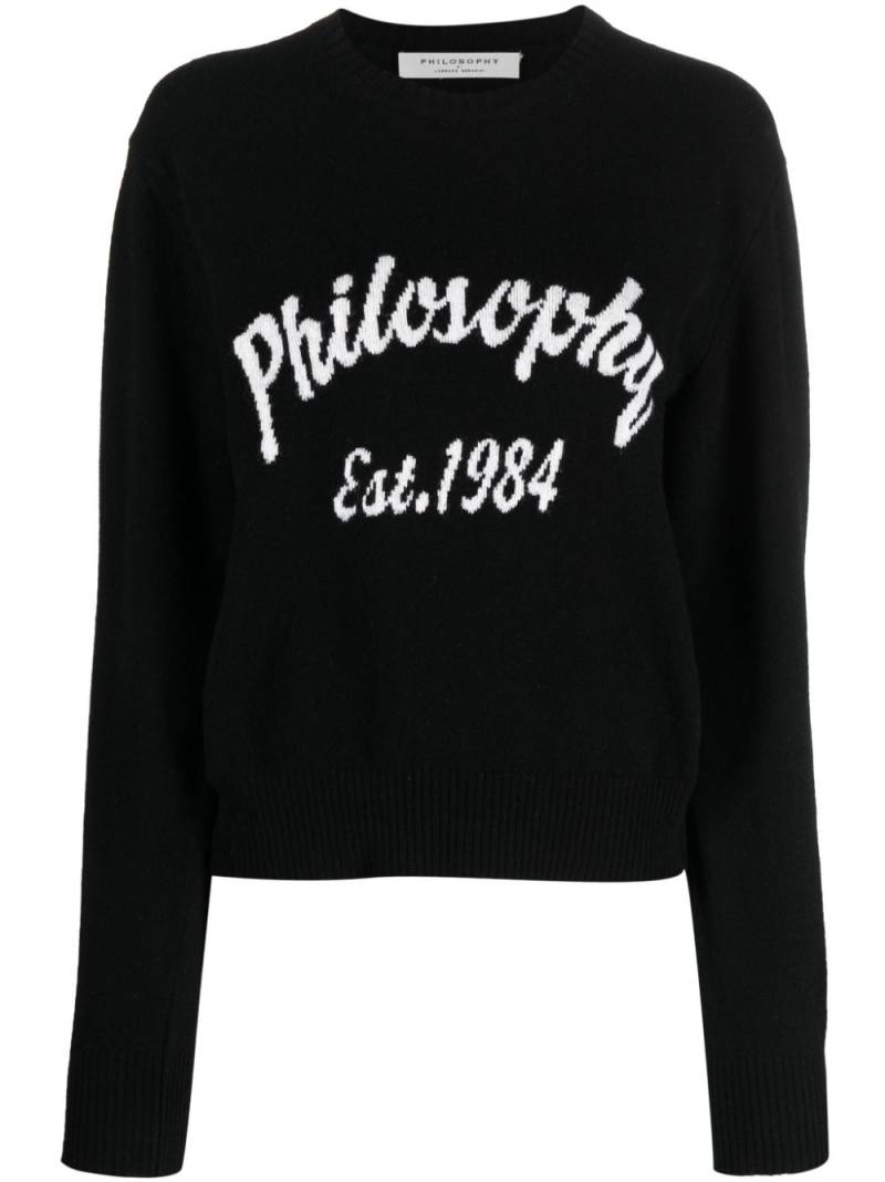 Philosophy Di Lorenzo Serafini logo-intarsia crew-neck jumper - Black von Philosophy Di Lorenzo Serafini