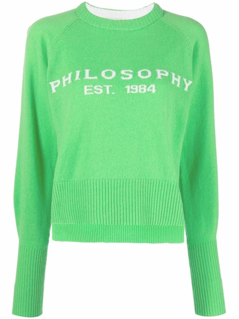 Philosophy Di Lorenzo Serafini logo-intarsia crew-neck jumper - Green von Philosophy Di Lorenzo Serafini