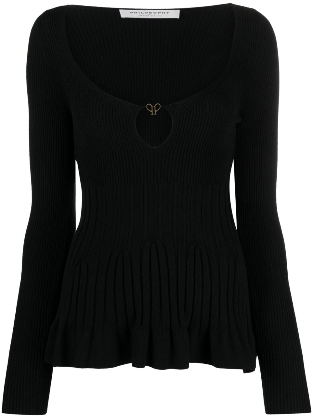 Philosophy Di Lorenzo Serafini logo-plaque ribbed-knit top - Black von Philosophy Di Lorenzo Serafini